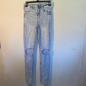 American Eagle Outfitters Light Blue Ripped Skinny Jeans